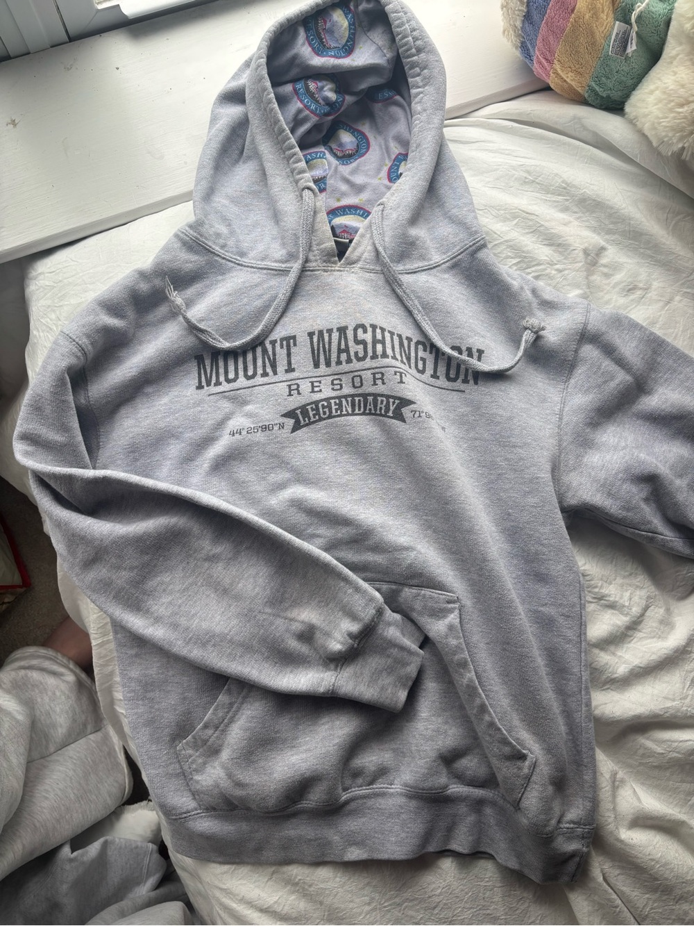 Artisan Light Gray Mount Washington Resort Hoodie with Patterned Lining